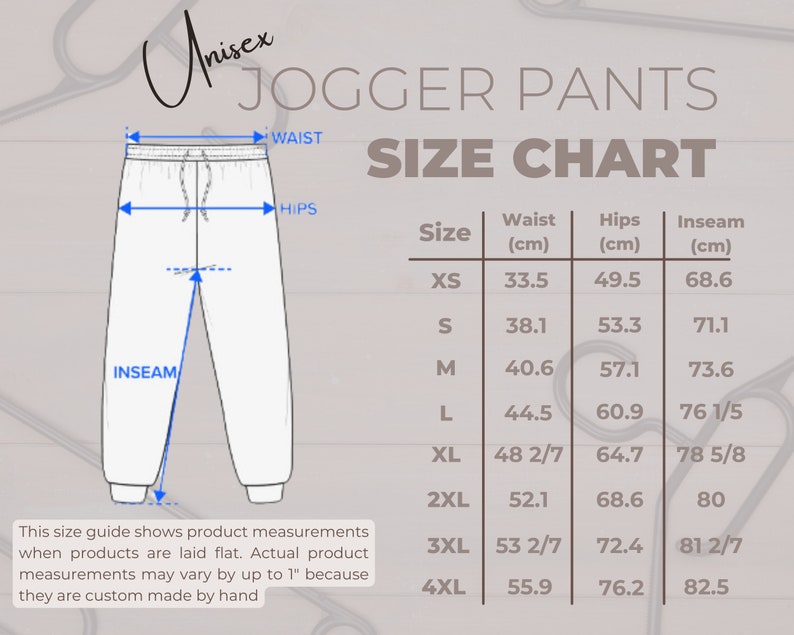 Tracksuit jogger size chart 